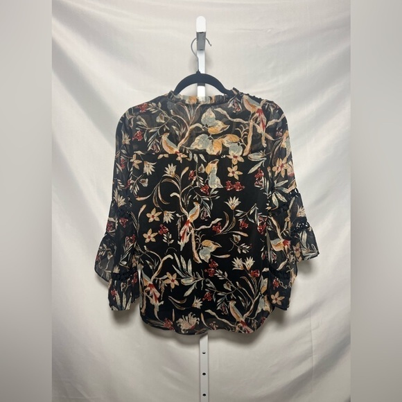 DR2 Floral Bell Sleeve Peasant Blouse Top - Picture 4 of 9